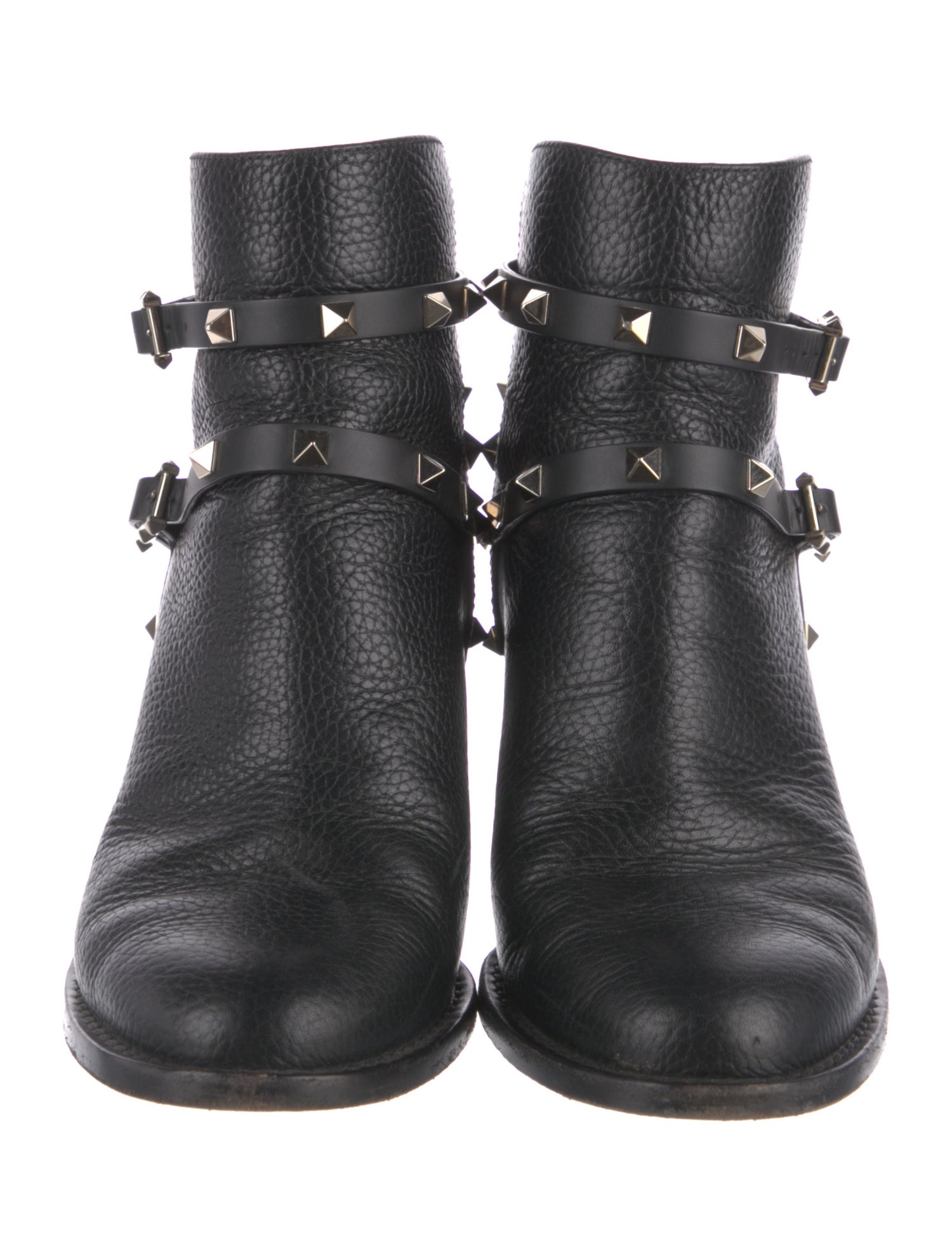 Valentino Rockstud Accents Leather Moto Boots